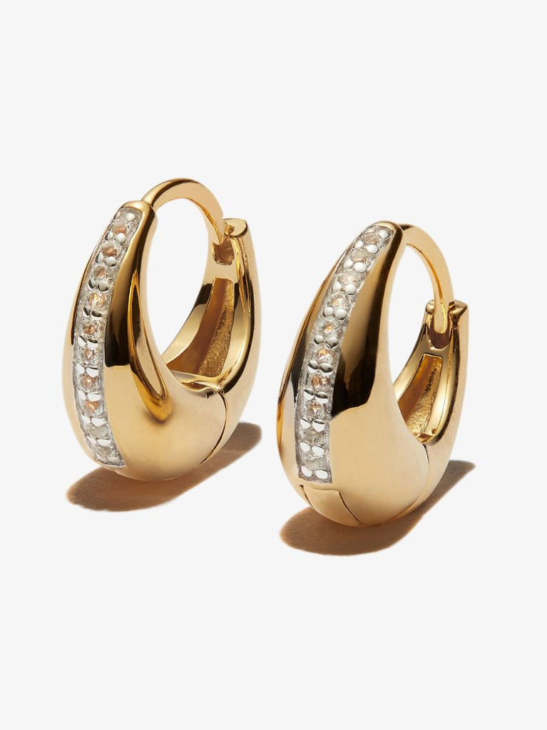 Gold Vermeil Topaz Graduated Hoop Earrings
