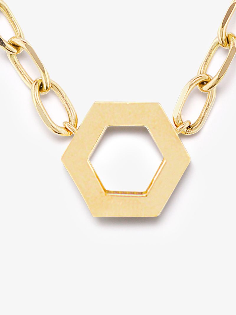 18k Yellow Gold Hexagon Foundation Necklace