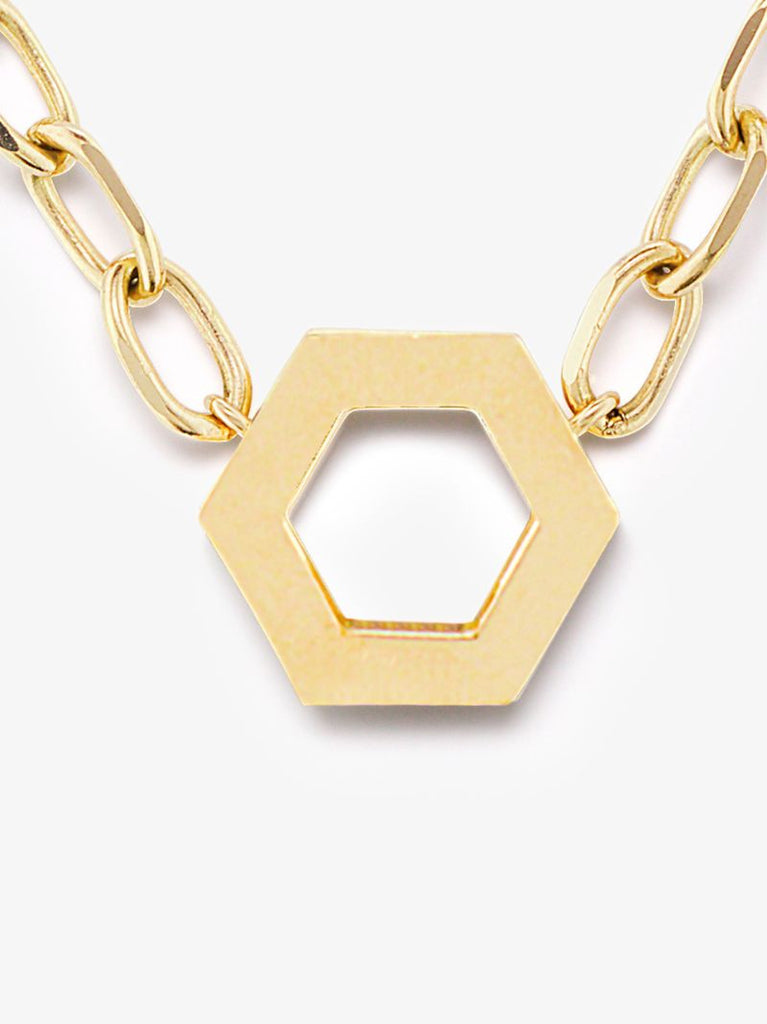 18k Yellow Gold Hexagon Foundation Necklace