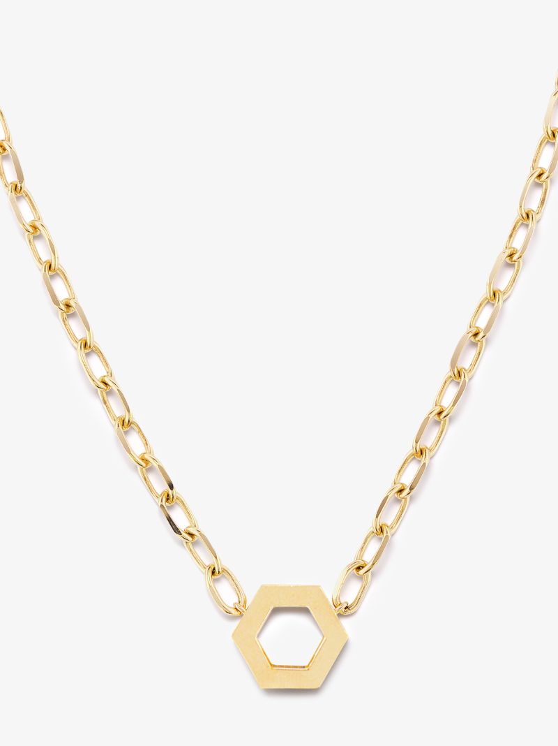 18k Yellow Gold Hexagon Foundation Necklace