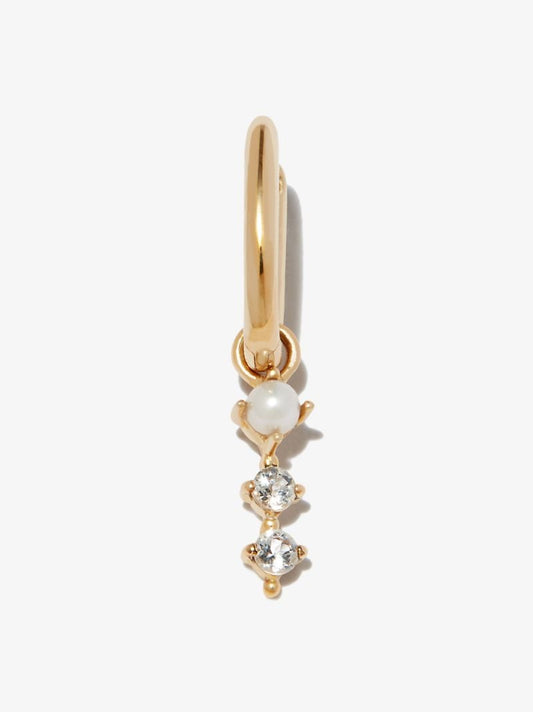 9k Yellow Gold Pearl and Topaz Hoop Earring