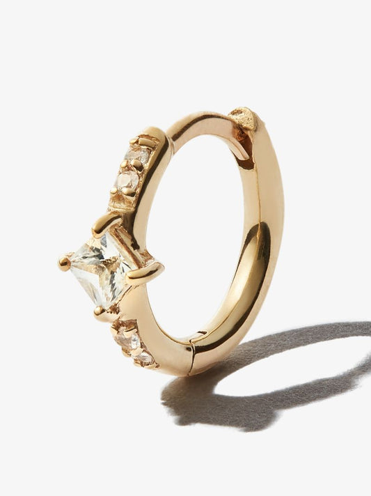 9k Yellow Gold Sapphire Hoop Earring