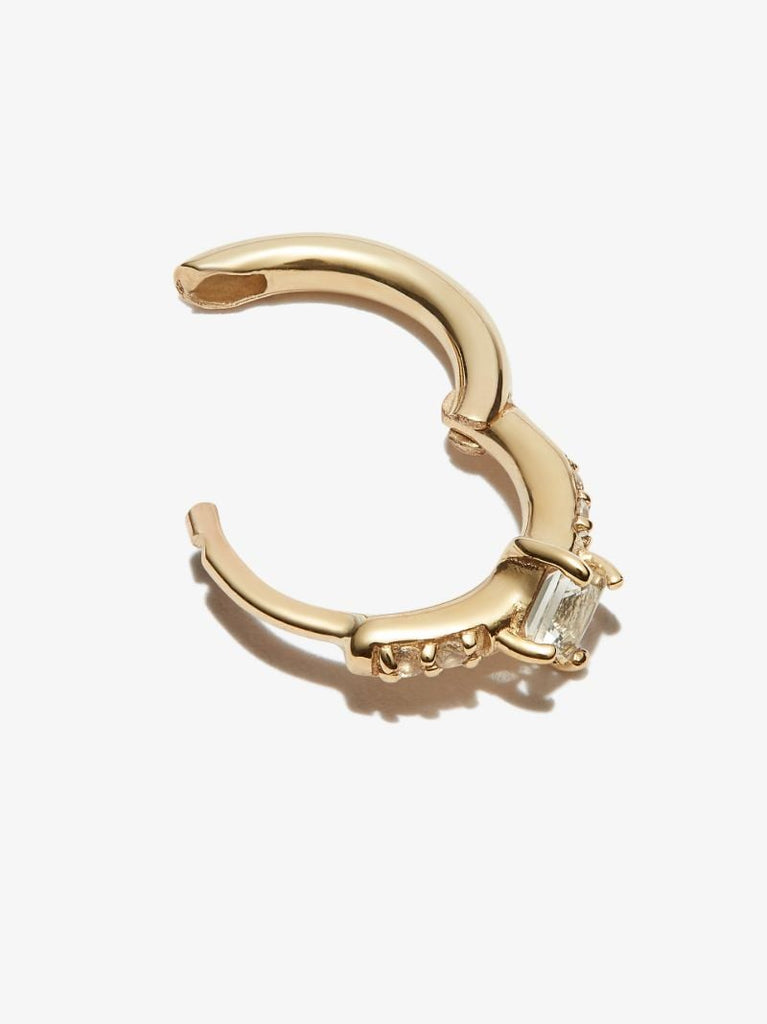 9k Yellow Gold Sapphire Hoop Earring
