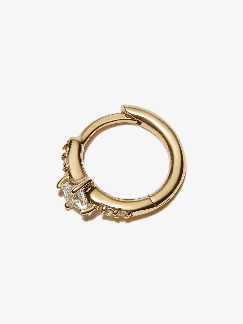 9k Yellow Gold Sapphire Hoop Earring