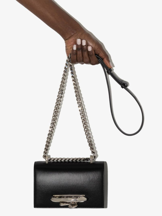 Black Sculptural Mini Leather Shoulder Bag