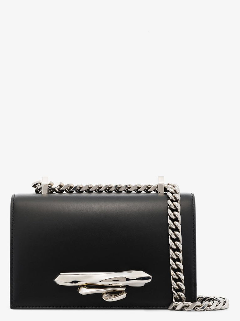 Black Sculptural Mini Leather Shoulder Bag