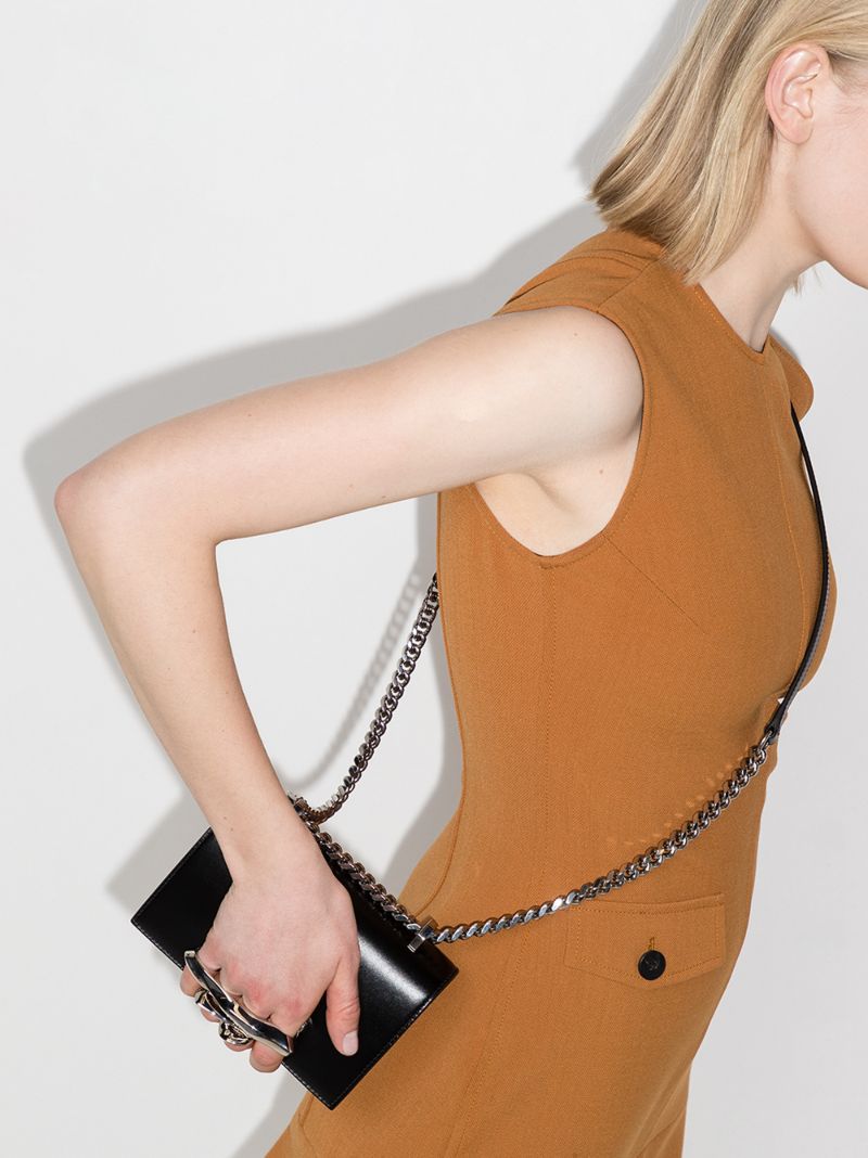 Black Sculptural Mini Leather Shoulder Bag