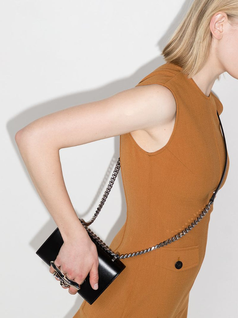 Black Sculptural Mini Leather Shoulder Bag