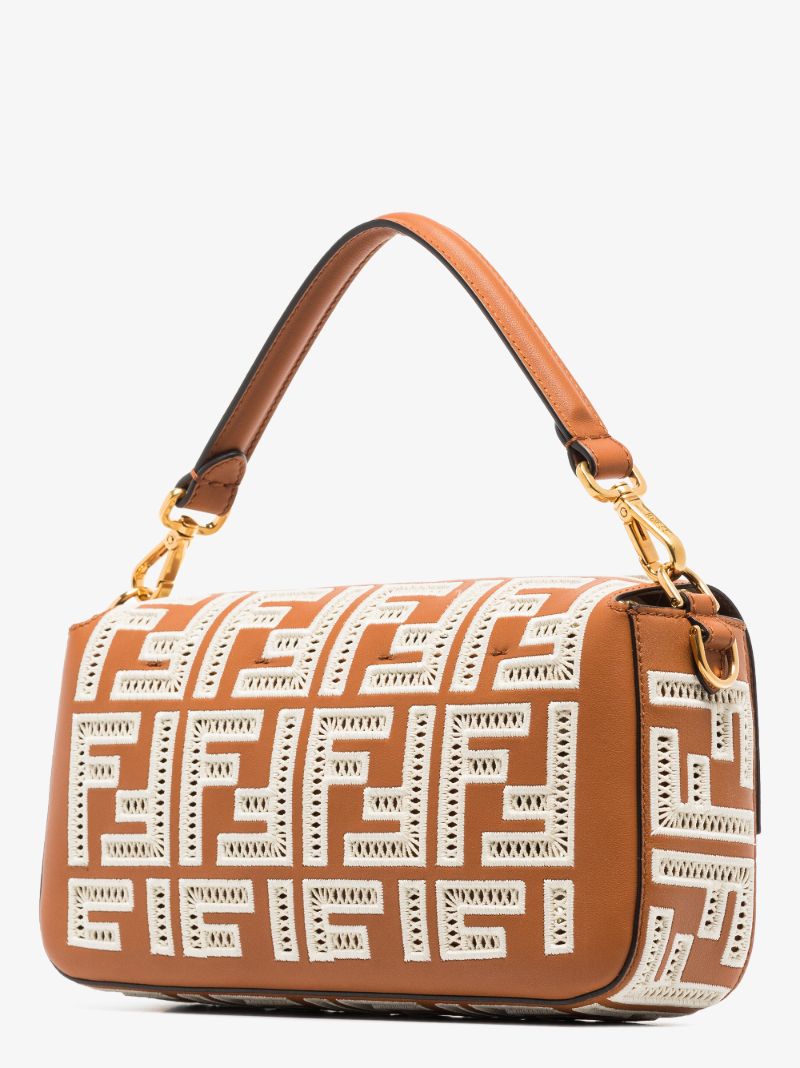 Brown Baguette Ff Leather Shoulder Bag