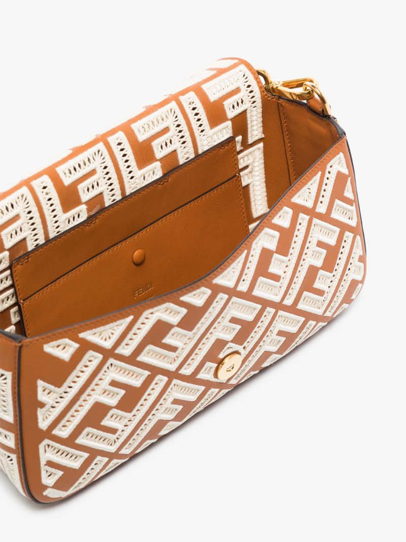 Brown Baguette Ff Leather Shoulder Bag