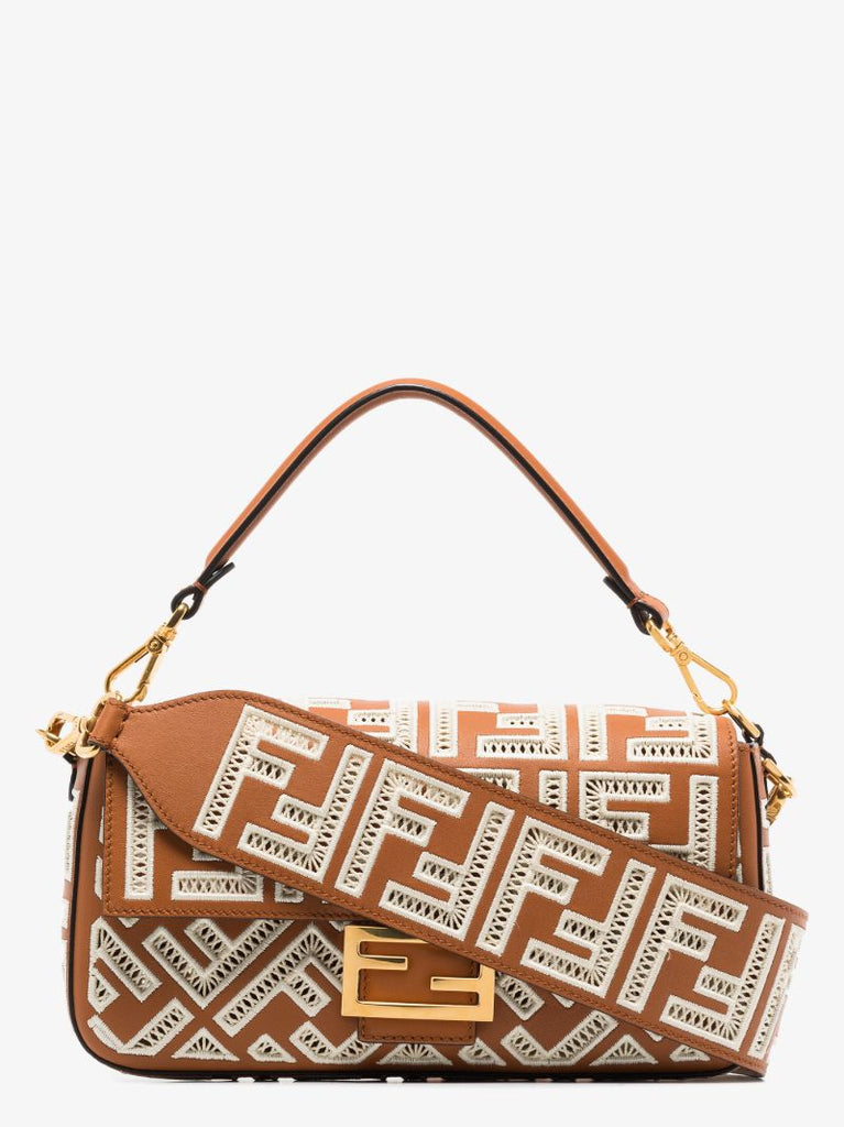 Brown Baguette Ff Leather Shoulder Bag