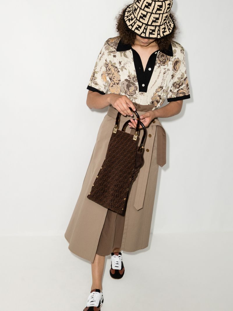 Brown Sunny Ff Leather Tote Bag
