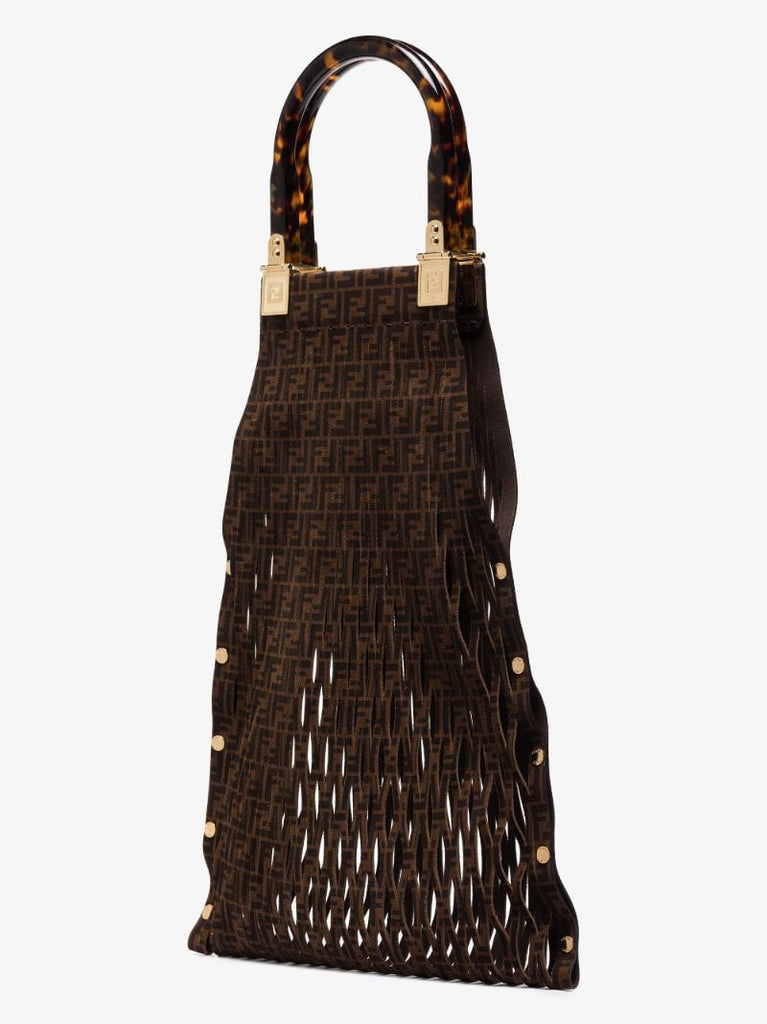 Brown Sunny Ff Leather Tote Bag
