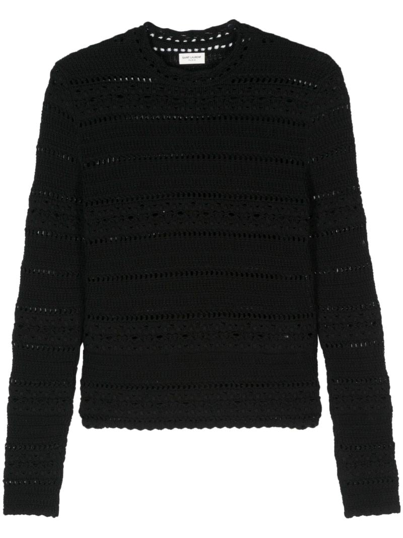 Black Crochet Cotton Sweater