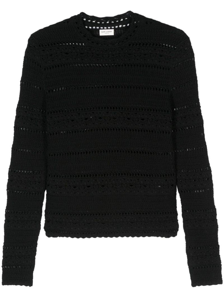 Black Crochet Cotton Sweater