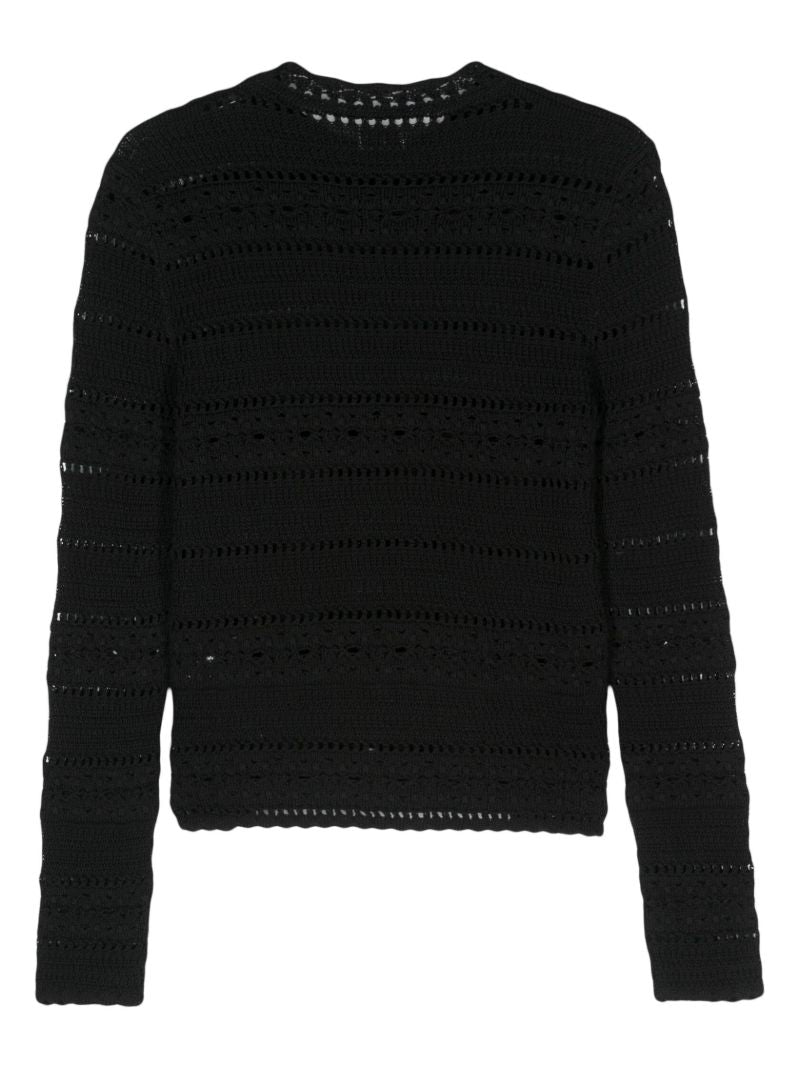 Black Crochet Cotton Sweater
