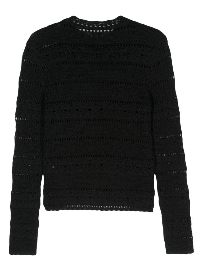 Black Crochet Cotton Sweater