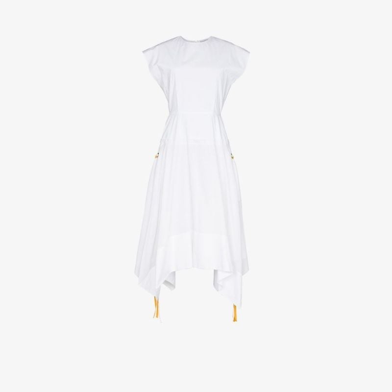 Cap-sleeve Drawstring Dress