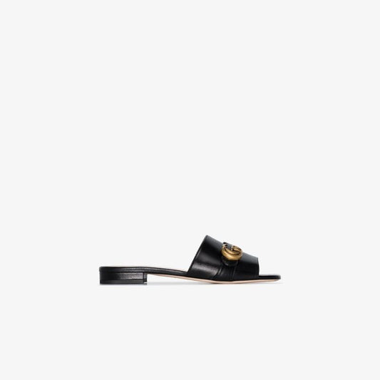 Black Gg Marmont Leather Sandals