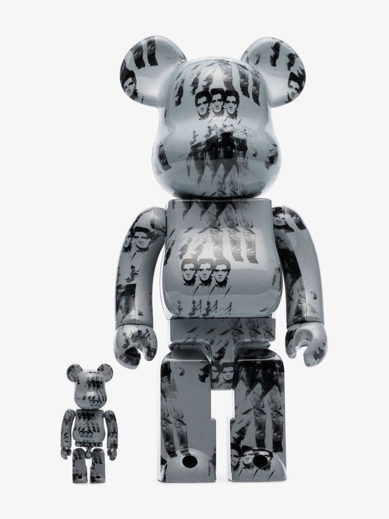 Grey Andy Warhol Elvis Bearbrick Set