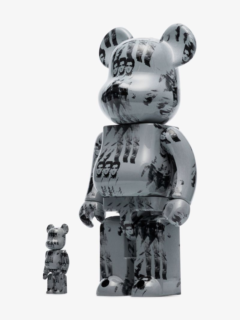 Grey Andy Warhol Elvis Bearbrick Set