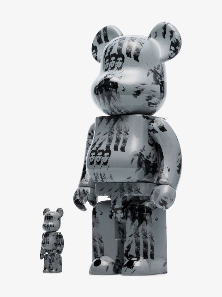 Grey Andy Warhol Elvis Bearbrick Set