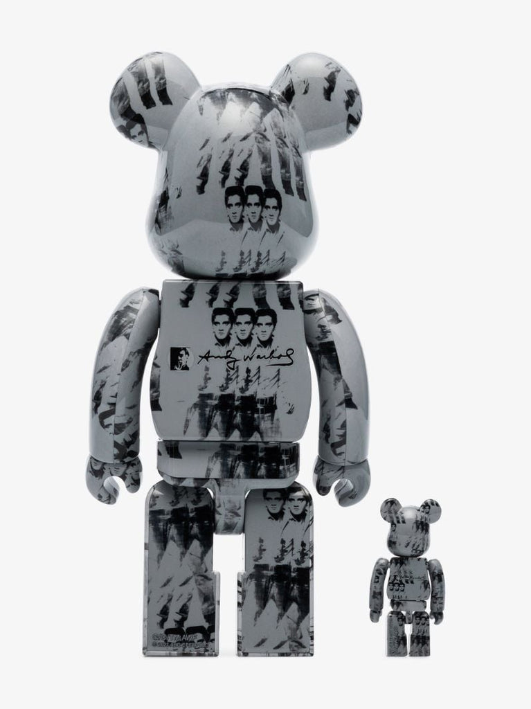 Grey Andy Warhol Elvis Bearbrick Set