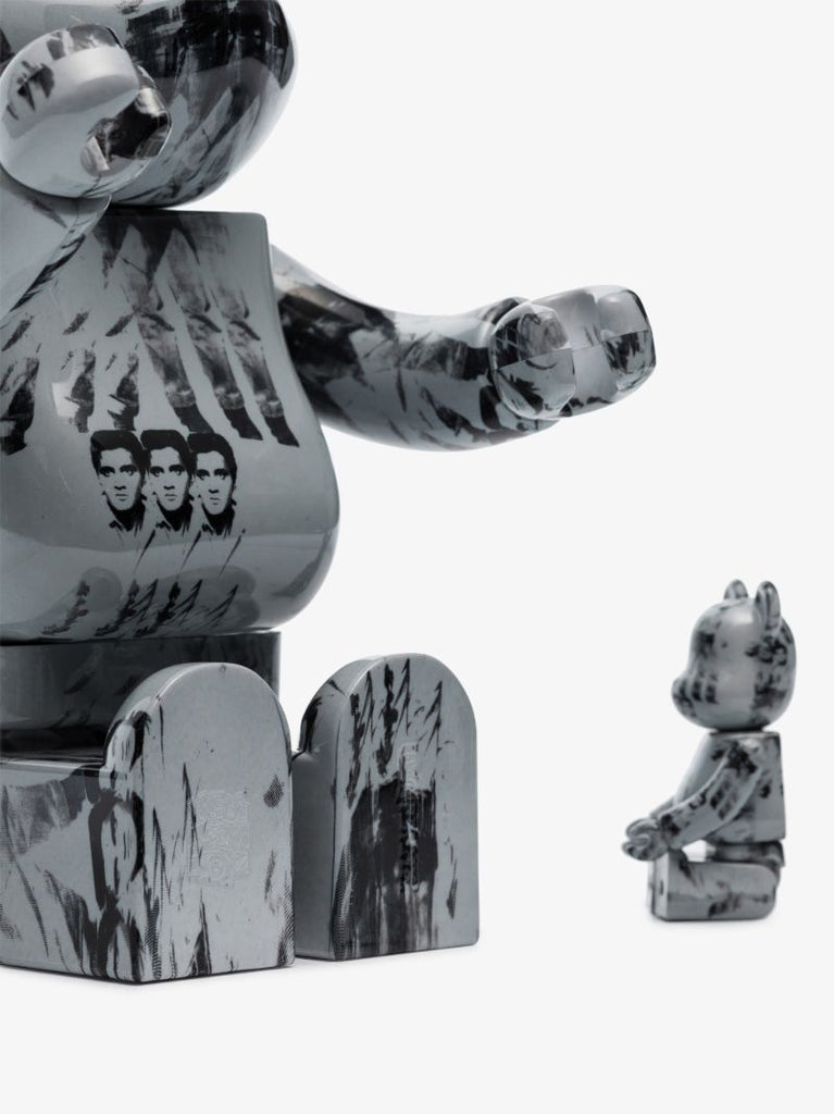 Grey Andy Warhol Elvis Bearbrick Set