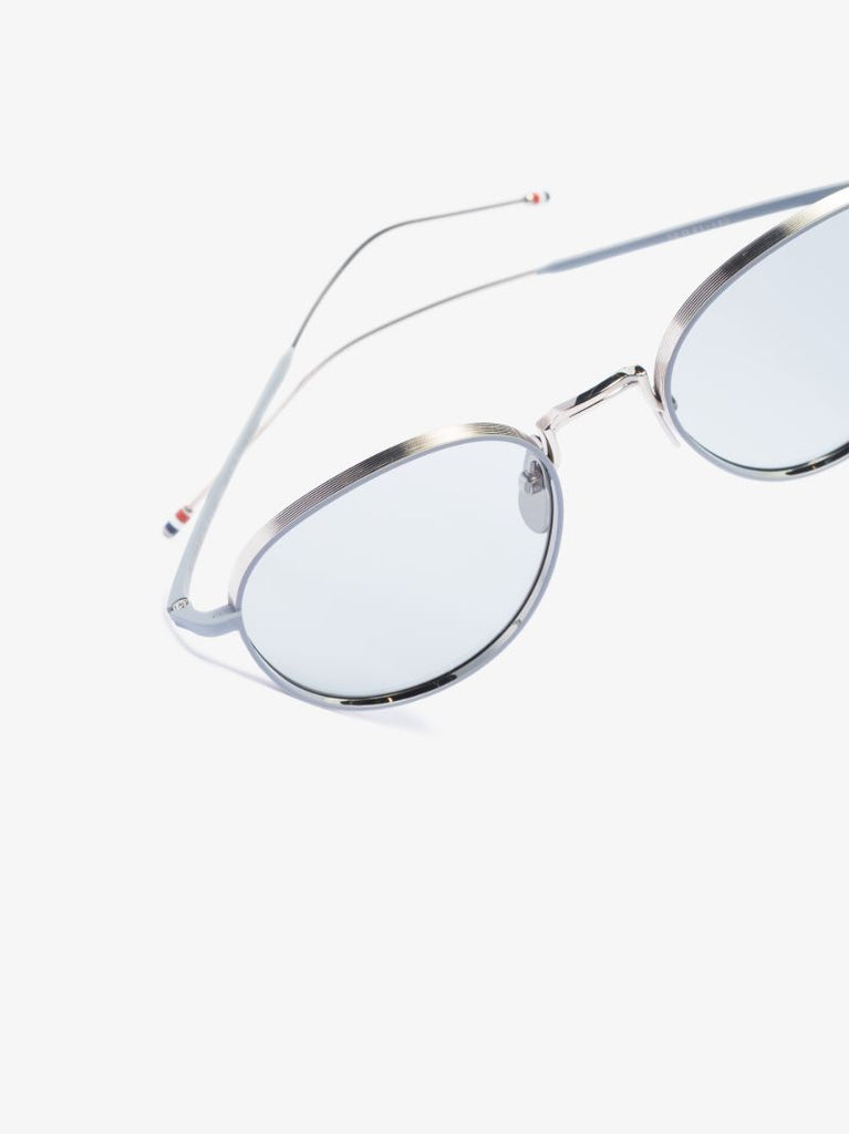 Grey Titanium Round Frame Sunglasses