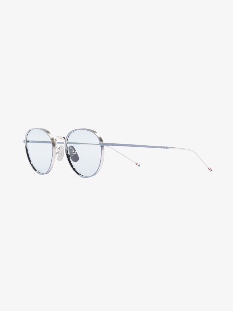 Grey Titanium Round Frame Sunglasses