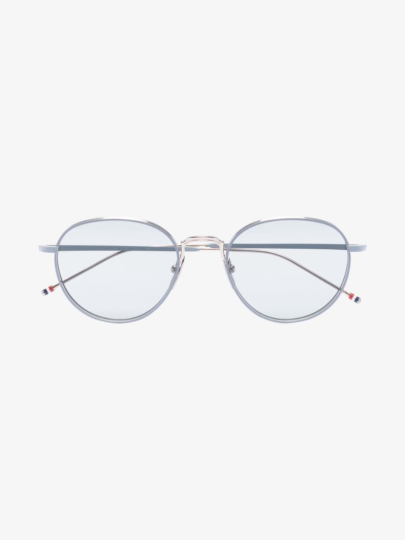 Grey Titanium Round Frame Sunglasses