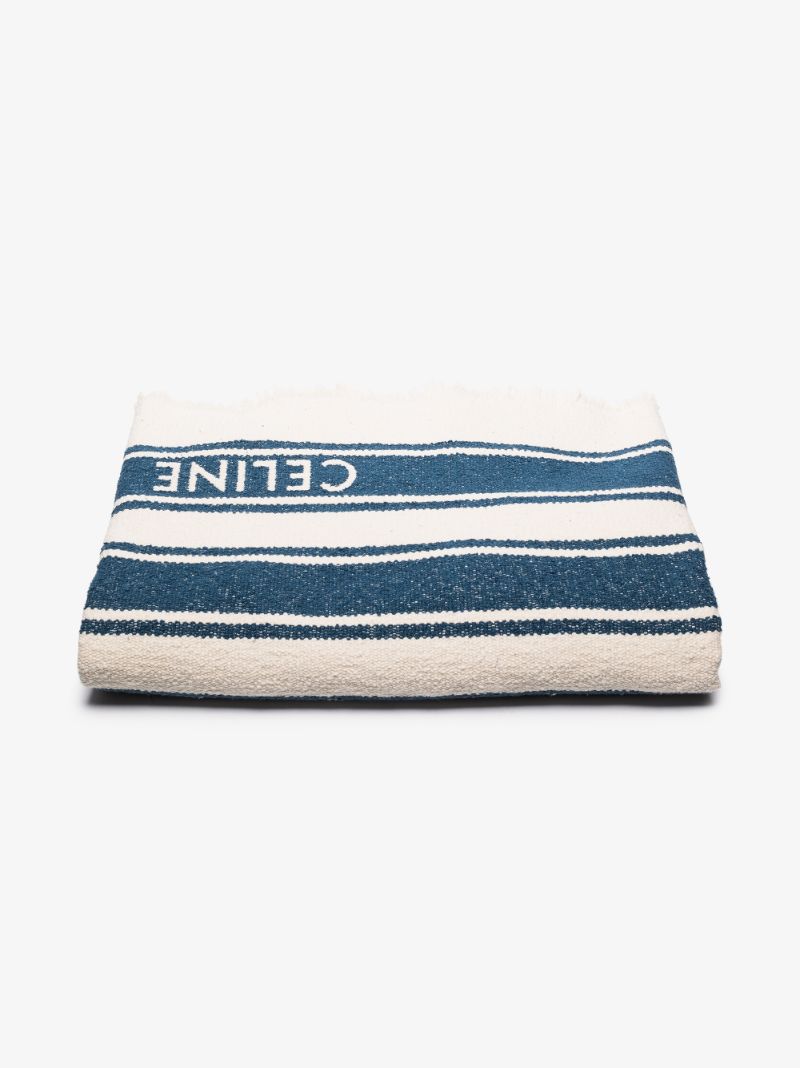 Blue and White Striped Cotton Towel