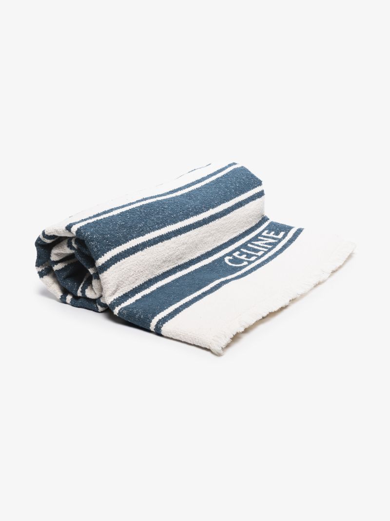 Blue and White Striped Cotton Towel