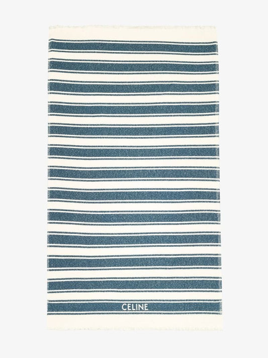 Blue and White Striped Cotton Towel