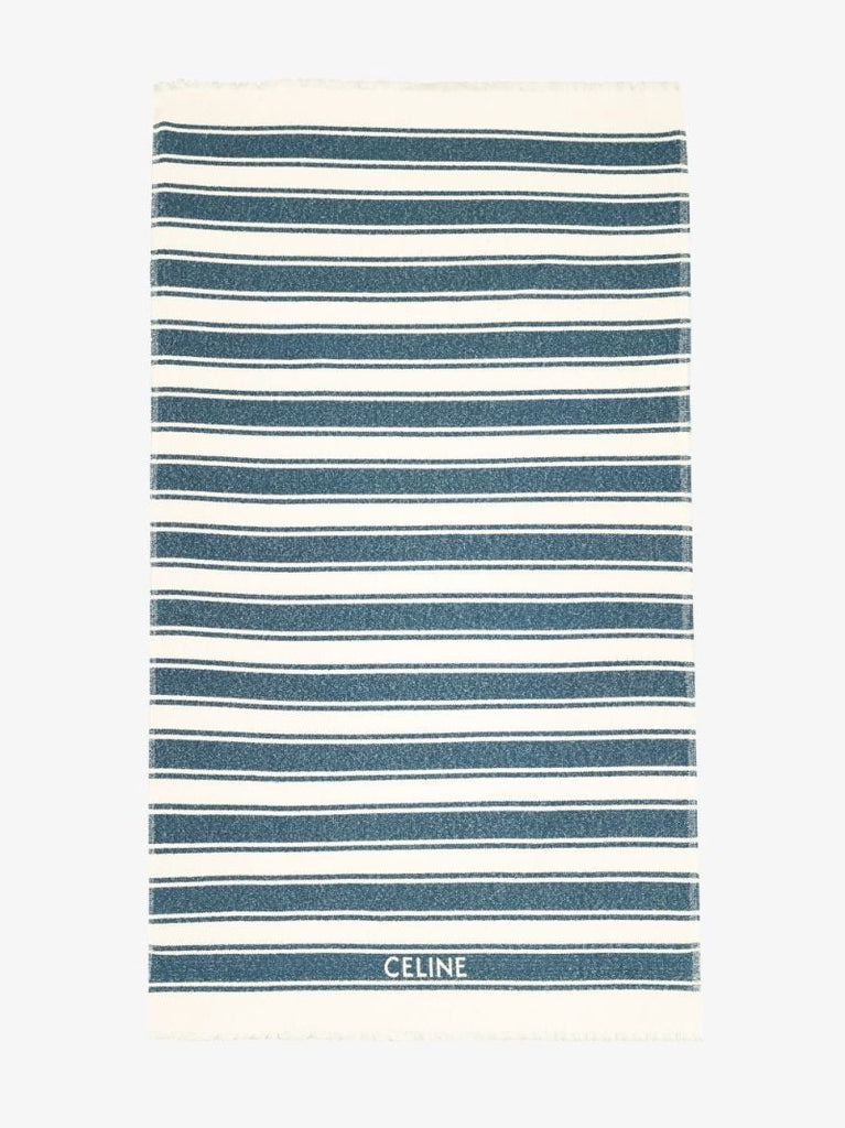 Blue and White Striped Cotton Towel