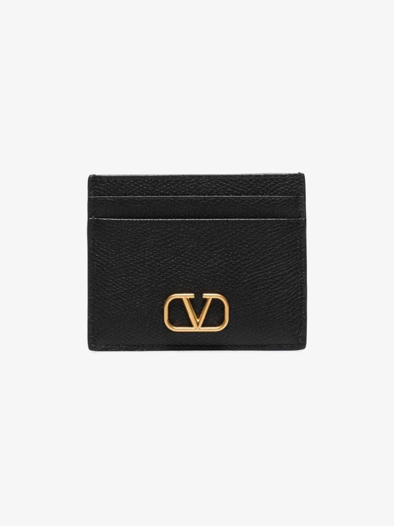 Black Vlogo Signature Leather Card Holder