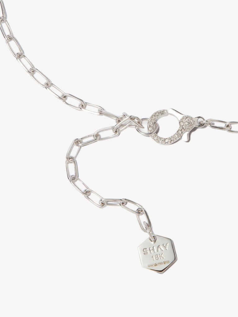 18k White Gold Mini Cross Diamond Necklace