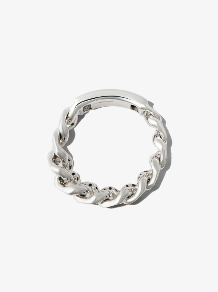 18k White Gold Id Flat Link Ring