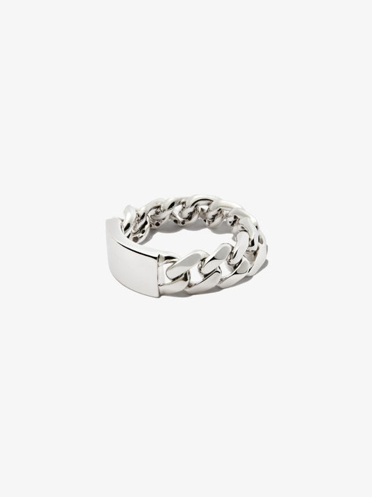 18k White Gold Id Flat Link Ring