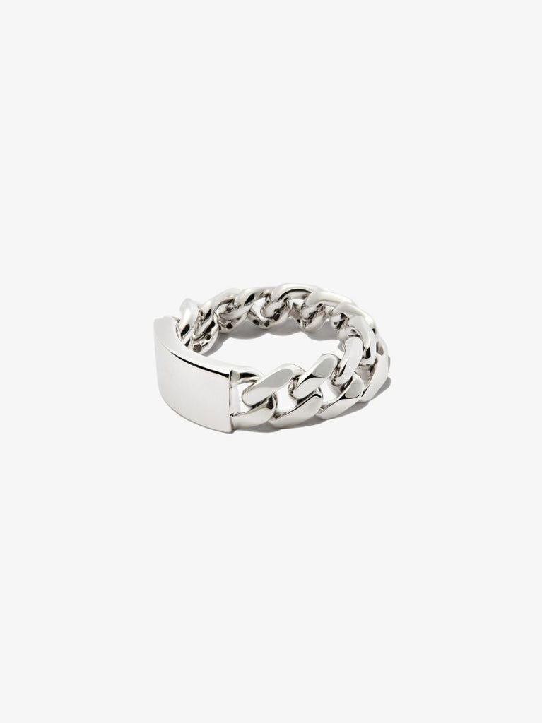18k White Gold Id Flat Link Ring
