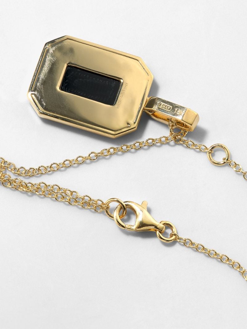 18k Yellow Gold Onyx Diamond Necklace