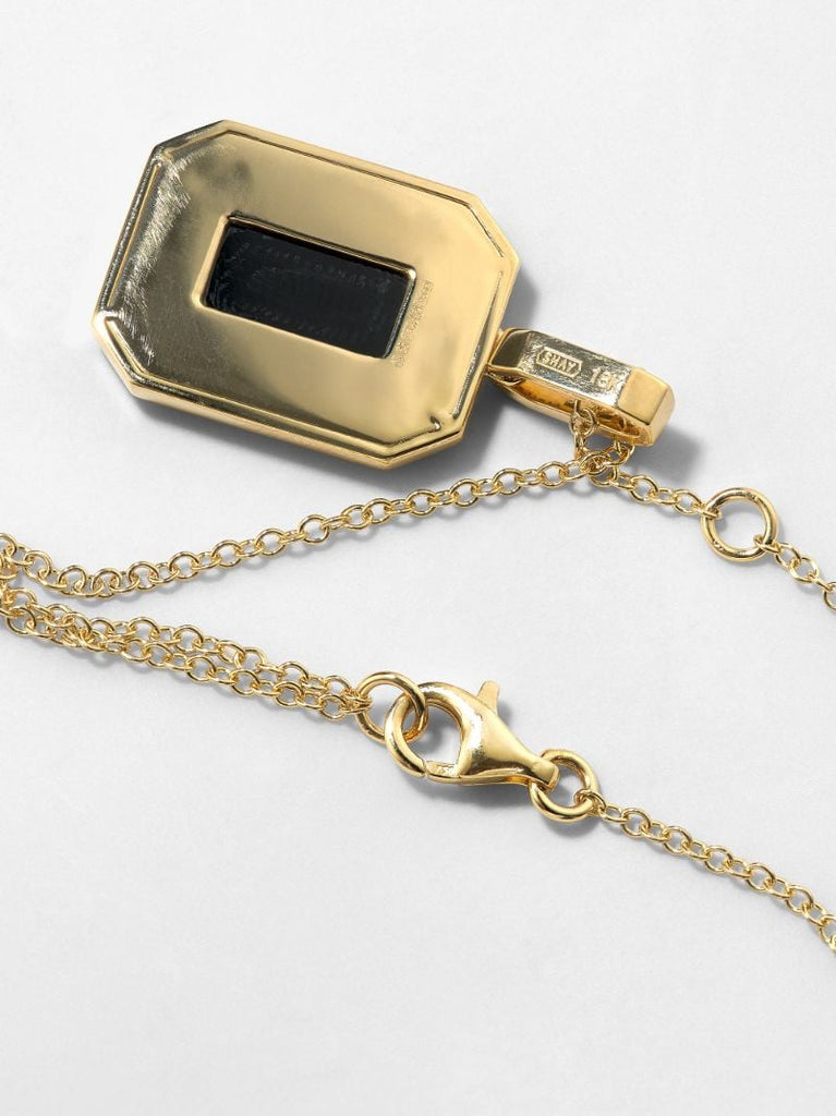 18k Yellow Gold Onyx Diamond Necklace