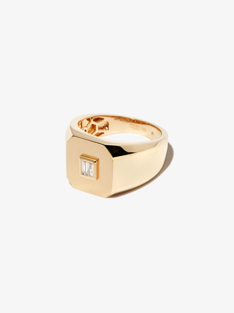 18k Yellow Gold Diamond Signet Ring