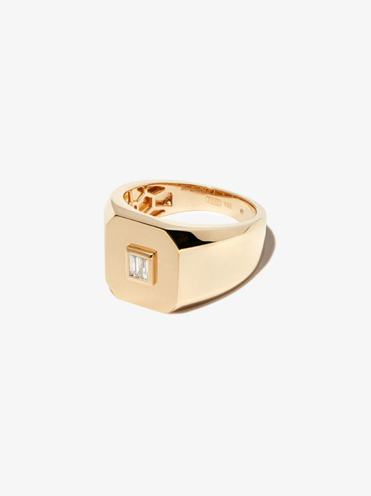18k Yellow Gold Diamond Signet Ring
