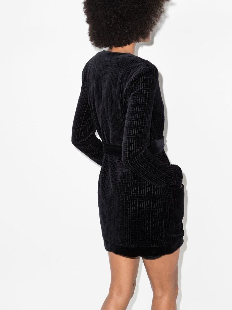 Logo Print Velvet Cardigan