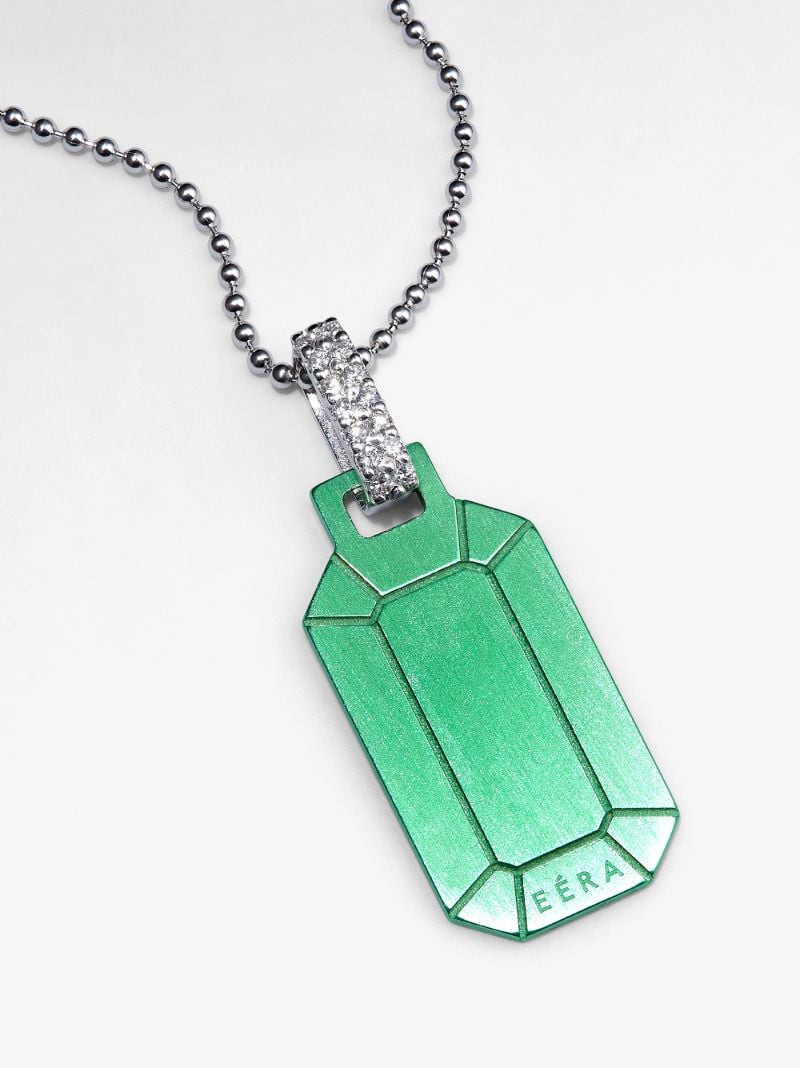 18k White Gold and Green Small Tokyo Diamond Necklace