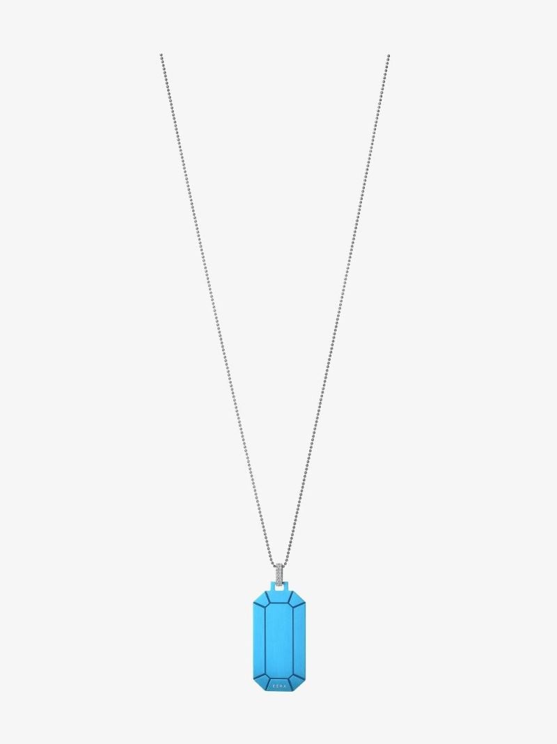 18k White Gold and Blue Big Tokyo Diamond Necklace