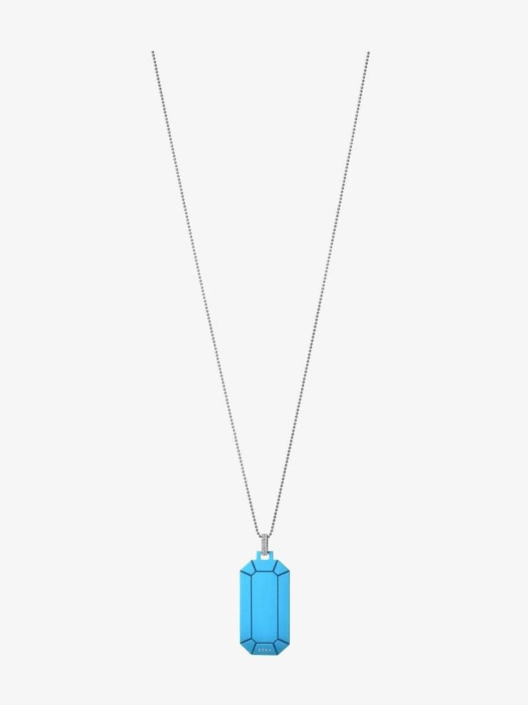 18k White Gold and Blue Big Tokyo Diamond Necklace