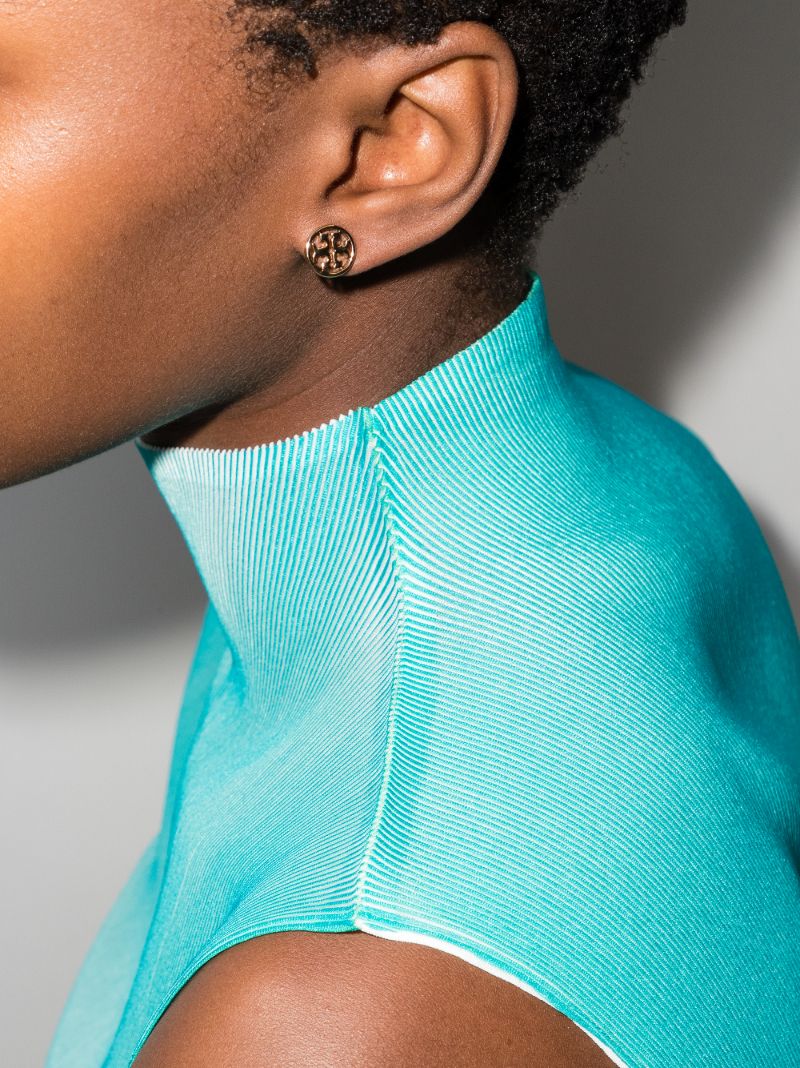 Gold Tone Miller Logo Stud Earrings