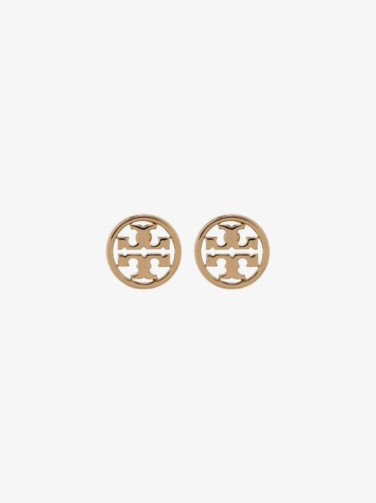 Gold Tone Miller Logo Stud Earrings